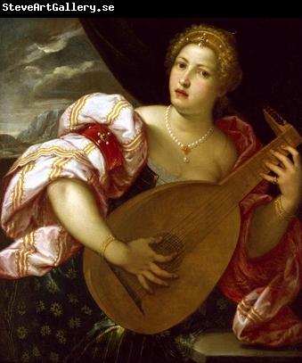 MICHELI Parrasio Young Woman Playing a Lute